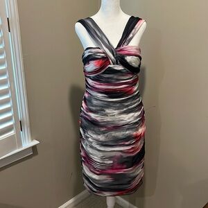Carmen Marc Valvo silk watercolor halter neck dress